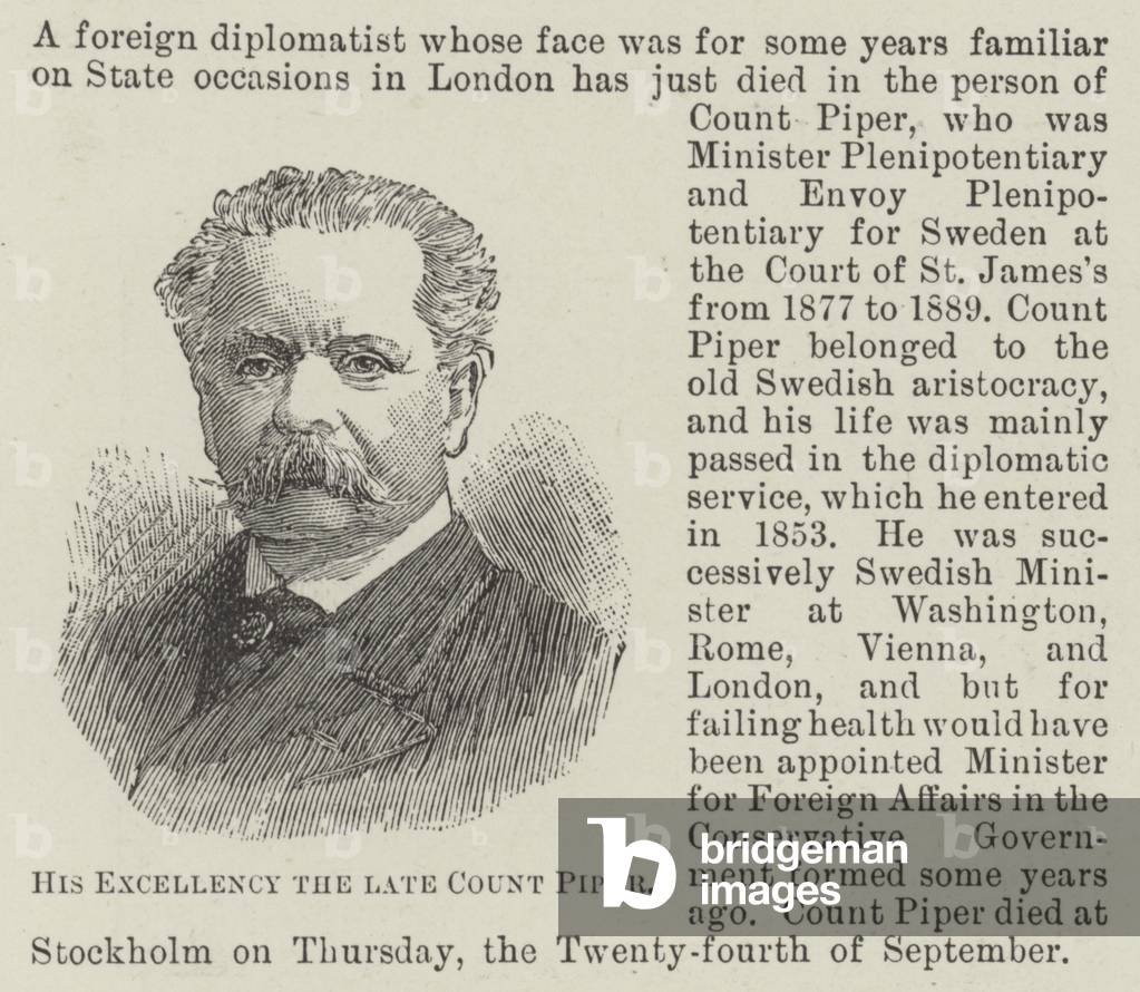 His Excellency the late Count Piper (engraving)