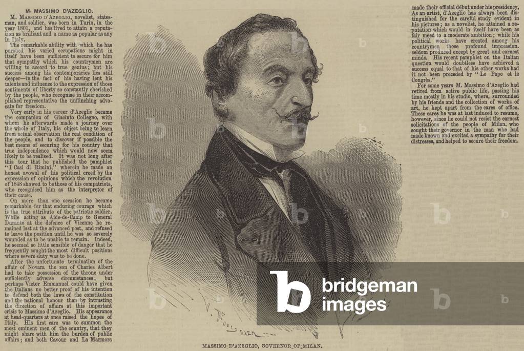 Massimo d'Azeglio, Governor of Milan (engraving)