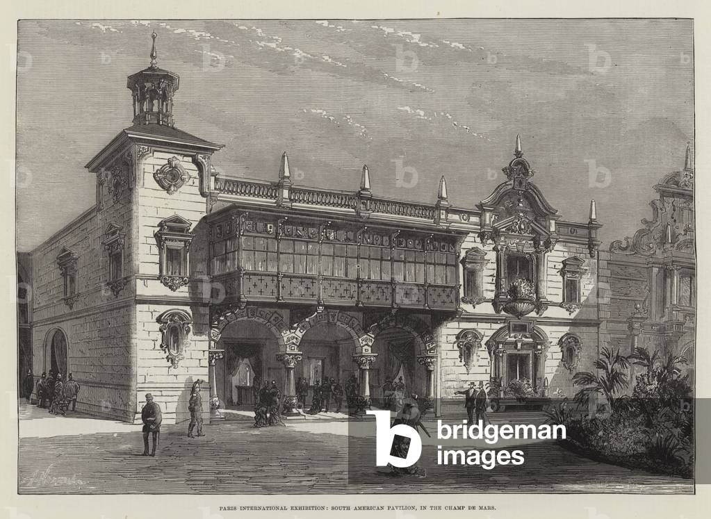 Paris International Exhibition, South American Pavilion, in the Champ de Mars (engraving)