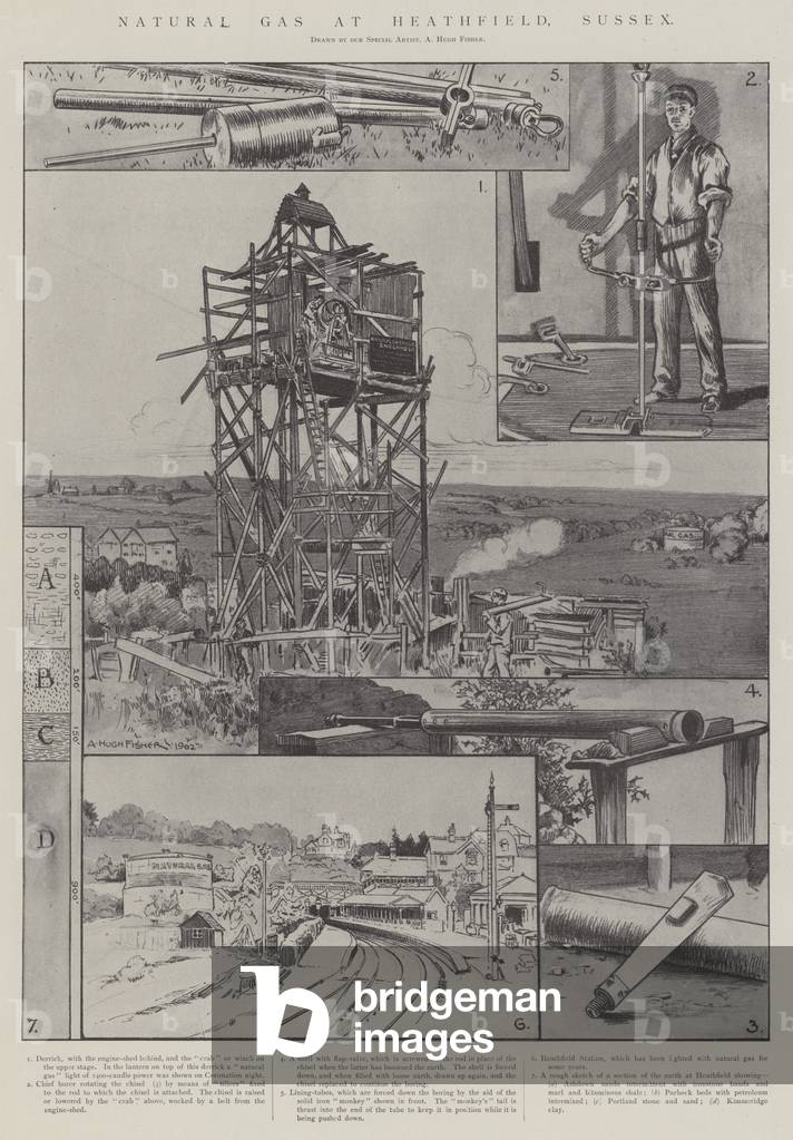 Natural Gas at Heathfield, Sussex (litho)