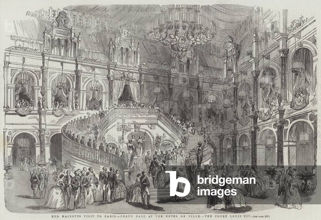 Her Majesty's Visit to Paris, Grand Ball at the Hotel de Ville, the Court Louis XIV (engraving)