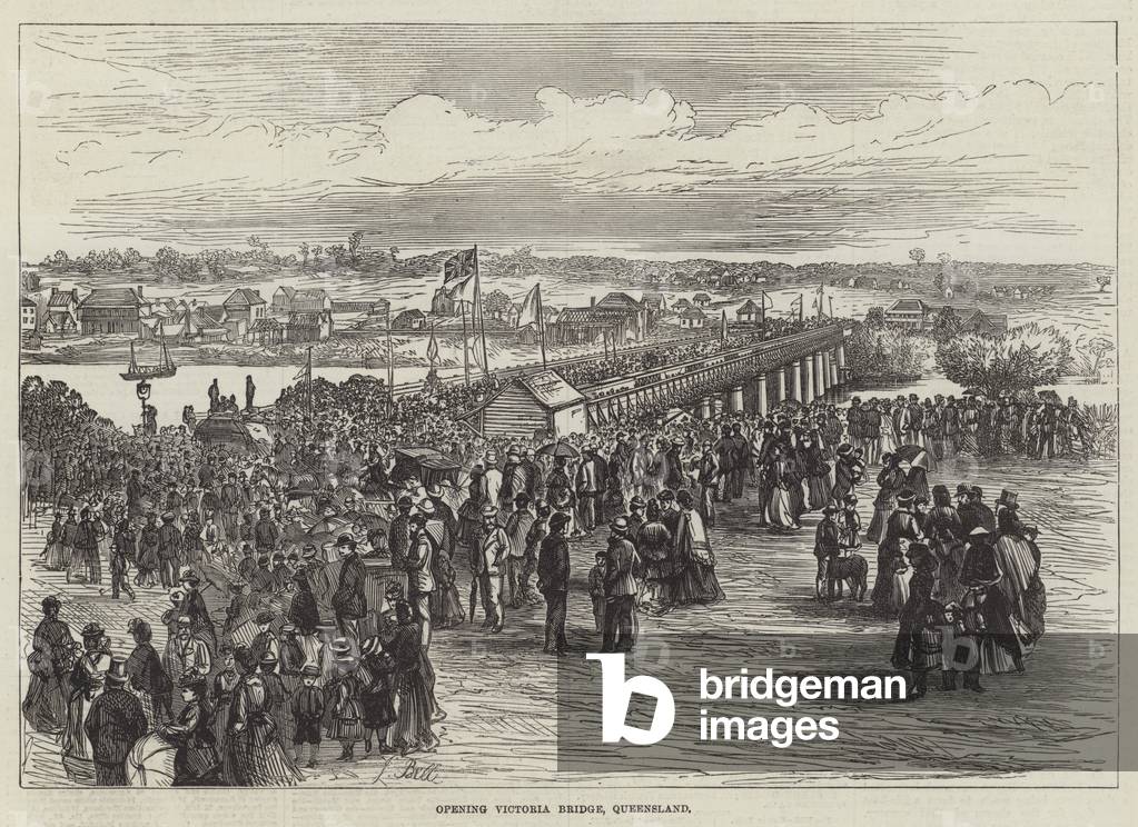 Opening Victoria Bridge, Queensland (engraving)