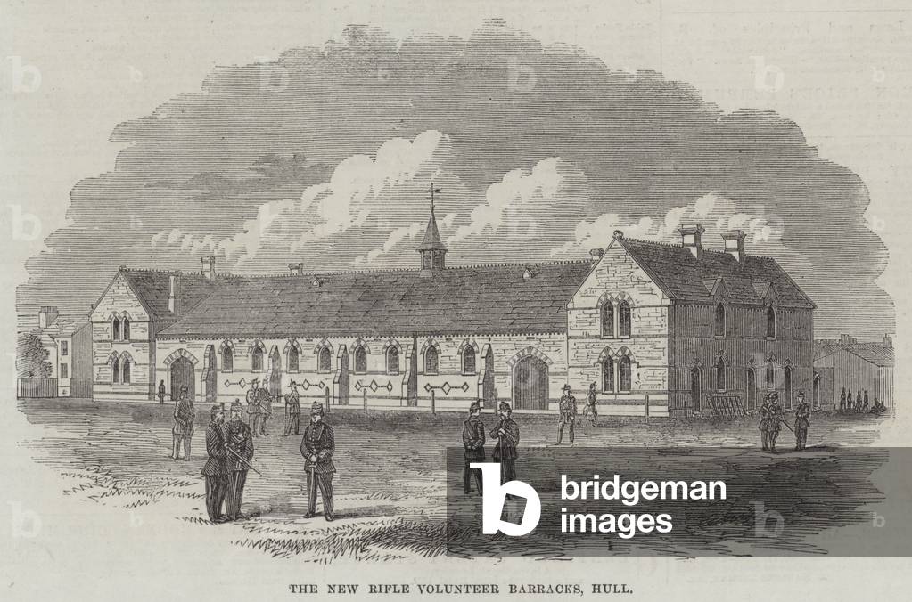 The New Rifle Volunteer Barracks, Hull (engraving)