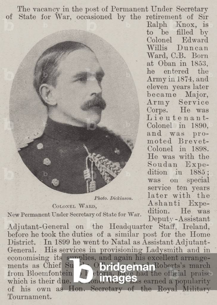 Colonel Ward, New Permanent Under Secretary of State for War (b/w photo)