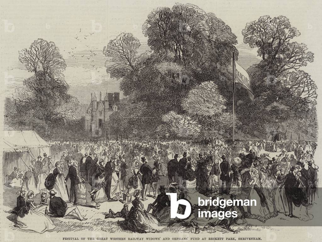 Festival of the Great Western Railway Widows' and Orphans' Fund at Beckett Park, Shrivenham (engraving)
