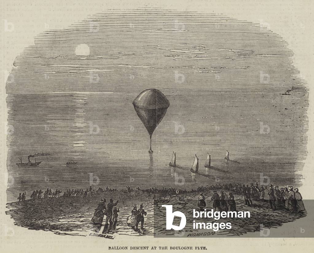 Balloon Descent at the Boulogne Fete (engraving)