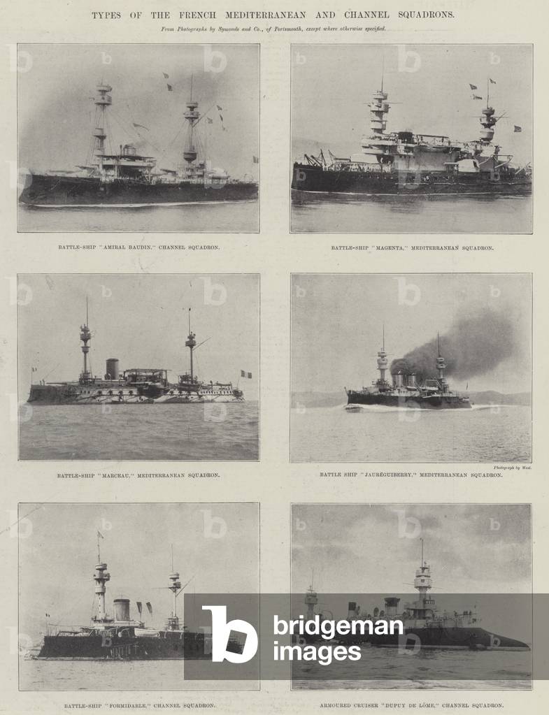 Types of the French Mediterranean and Channel Squadrons (engraving)