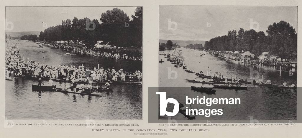 Henley Regatta in the Coronation Year, Two Important Heats (b/w photo)