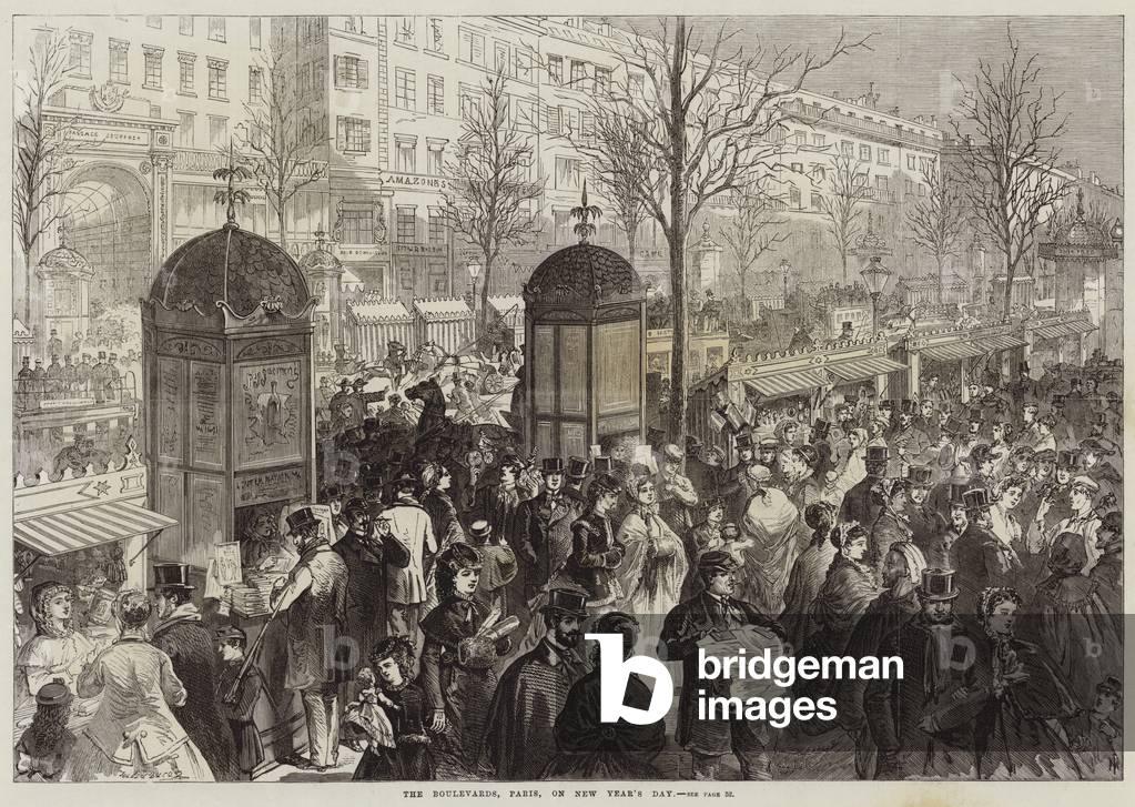 The Boulevards, Paris, on New Year's Day (engraving)