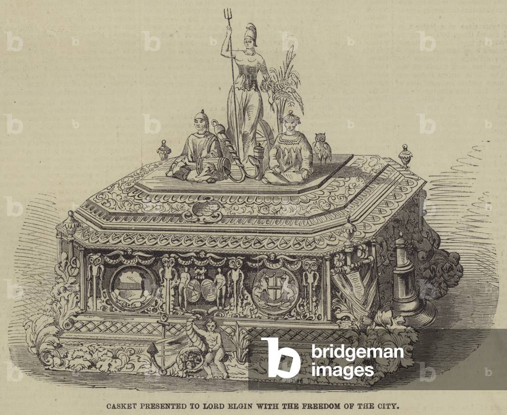 Casket presented to Lord Elgin with the Freedom of the City (engraving)