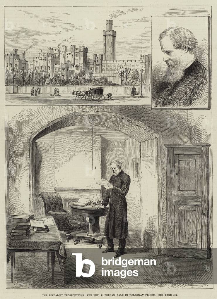 The Ritualist Prosecutions, the Reverend T Pelham Dale in Holloway Prison (engraving)