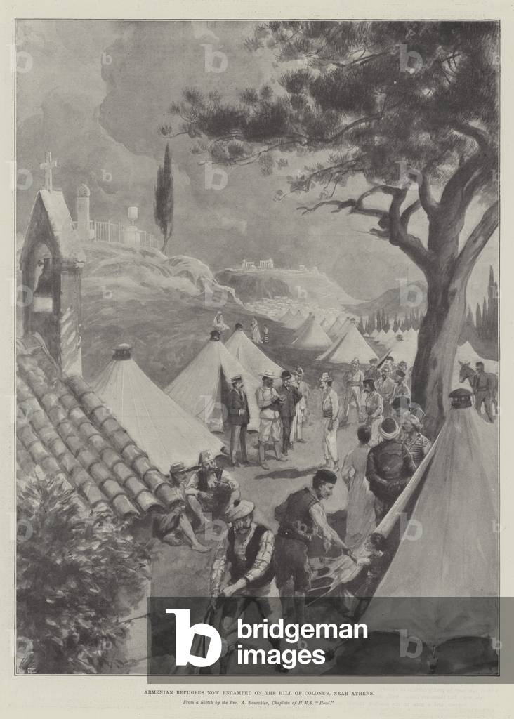 Armenian Refugees now encamped on the Hill of Colonus, near Athens (engraving)