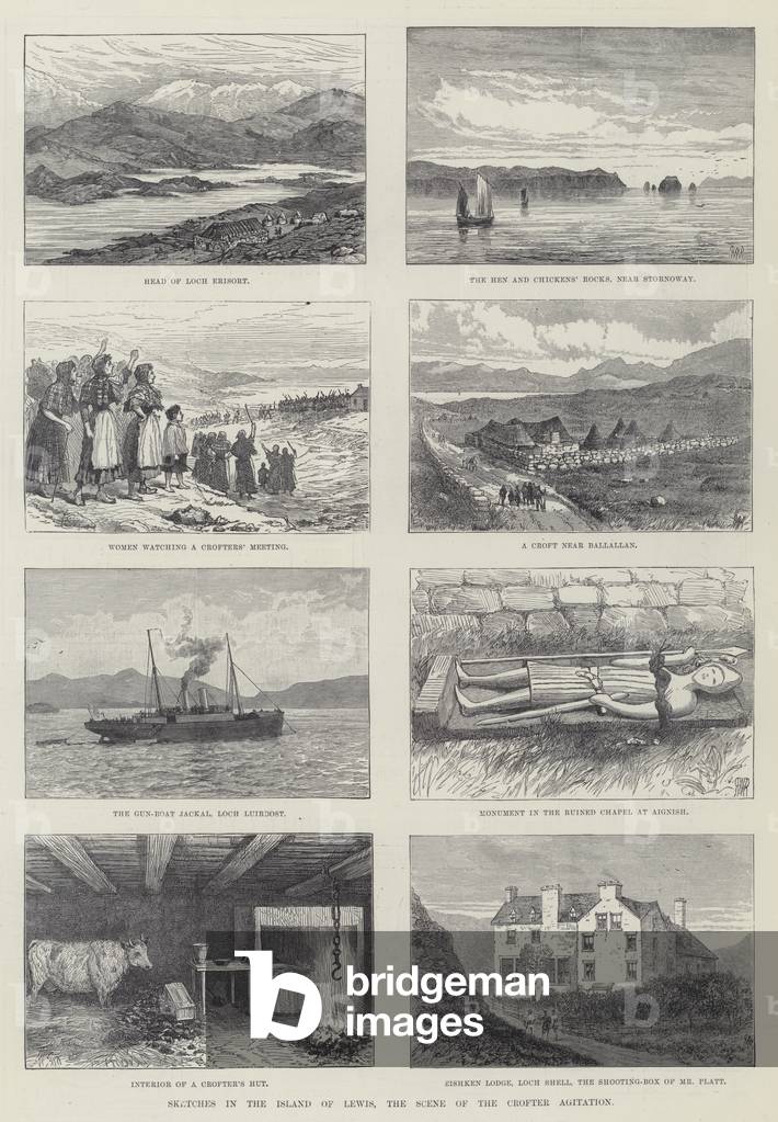 Sketches in the Island of Lewis, the Scene of the Crofter Agitation (engraving)