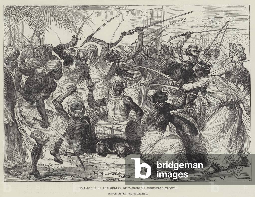 War-Dance of the Sultan of Zanzibar's Irregular Troops (engraving)