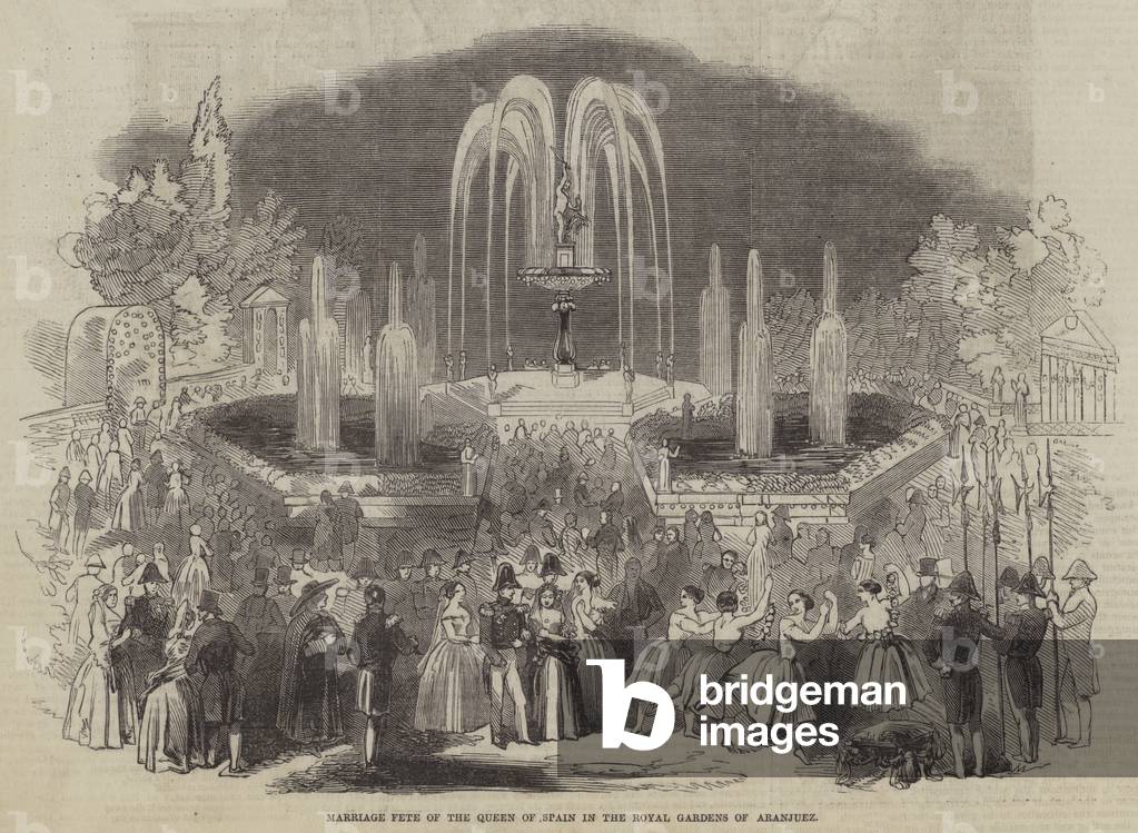 Marriage Fete of the Queen of Spain in the Royal Gardens of Aranjuez (engraving)