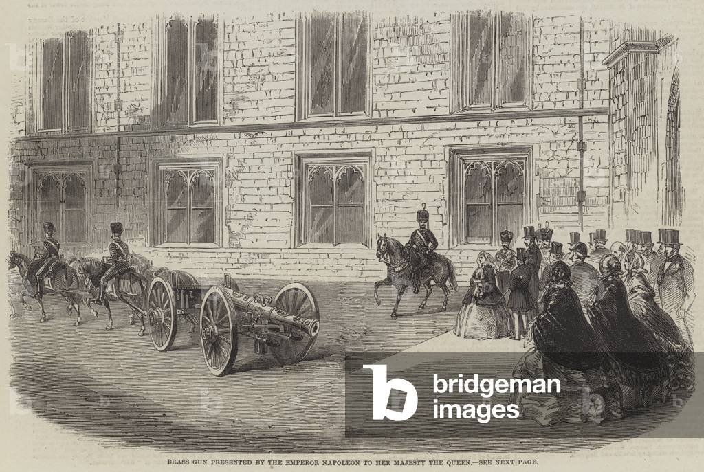 Brass Gun presented by the Emperor Napoleon III to Her Majesty the Queen Victoria (engraving)
