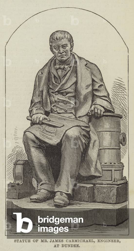 Statue of Mr James Carmichael, Engineer, at Dundee (engraving)