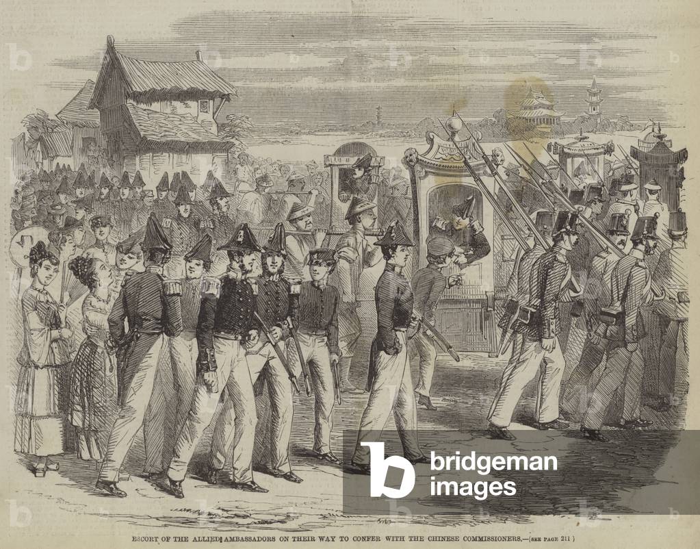 Escort of the Allied Ambassadors on their Way to confer with the Chinese Commissioners (engraving)