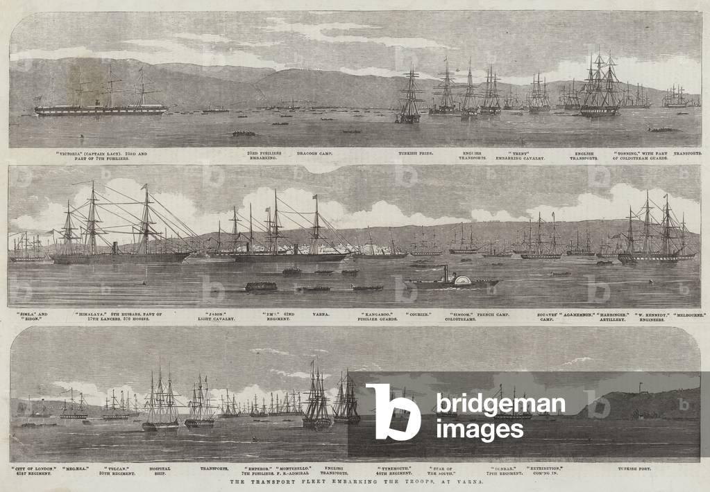 The Transport Fleet embarking the Troops, at Varna (engraving)