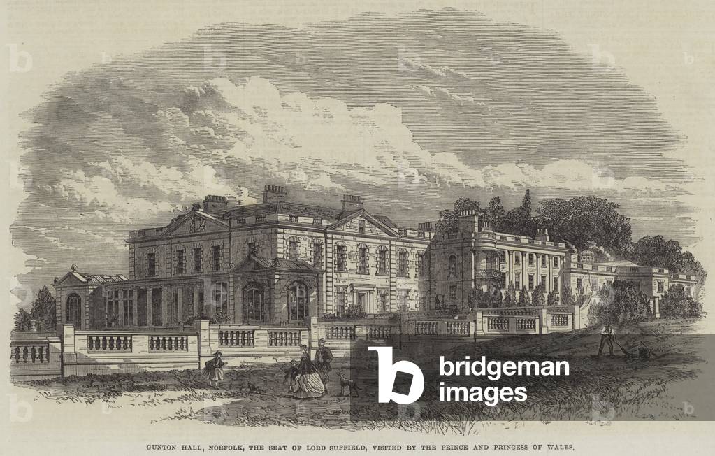 Gunton Hall, Norfolk, the Seat of Lord Suffield, visited by the Prince and Princess of Wales (engraving)