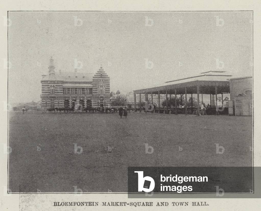 Bloemfontein Market-Square and Town Hall (engraving)