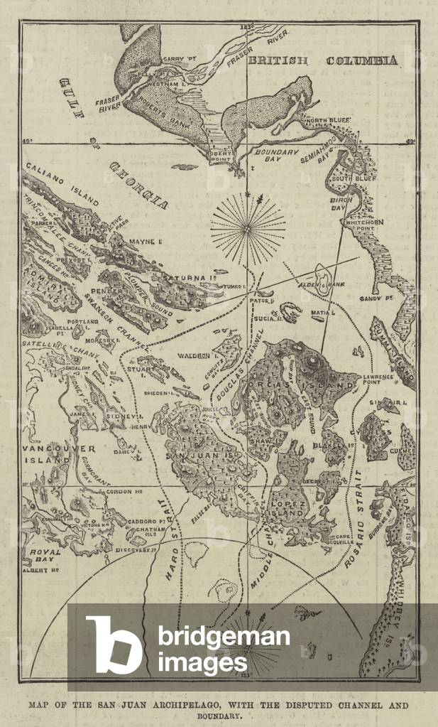 Map of the San Juan Archipelago, with the Disputed Channel and Boundary (engraving)
