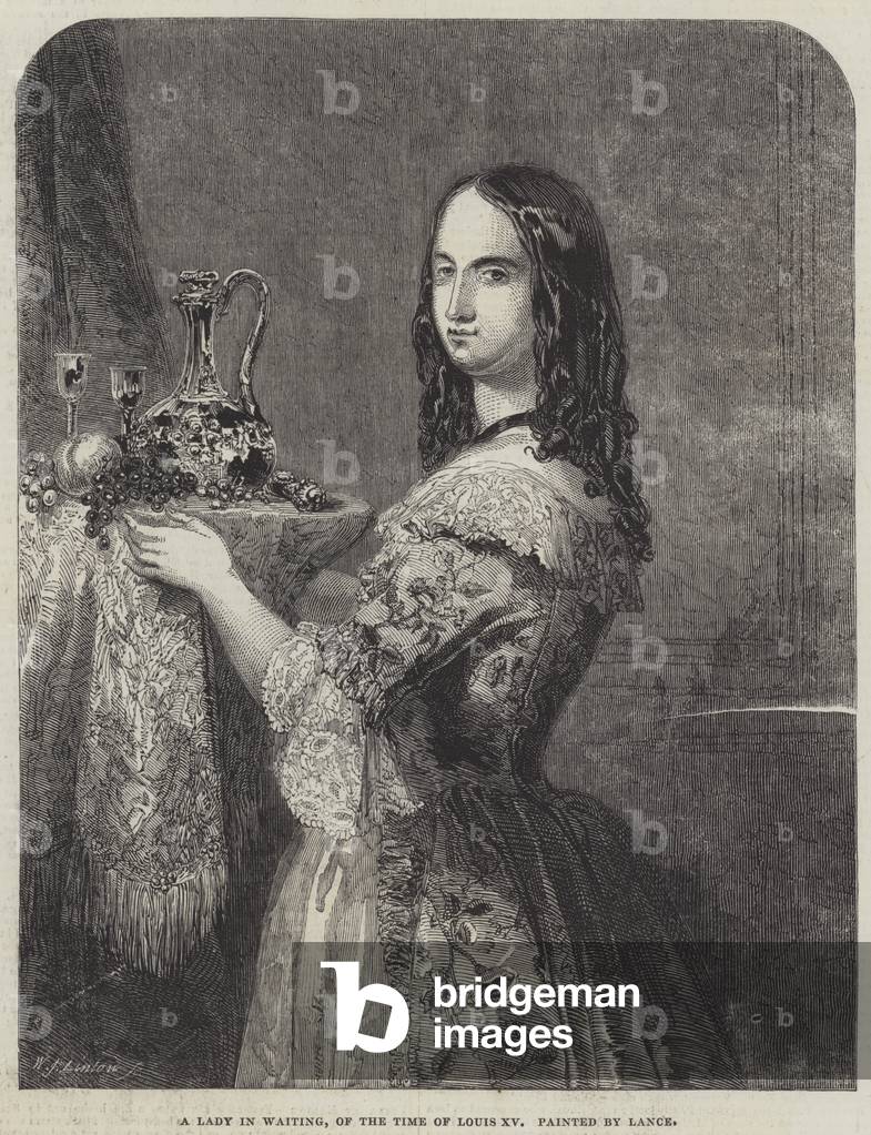 A Lady in Waiting, of the Time of Louis XV (engraving)