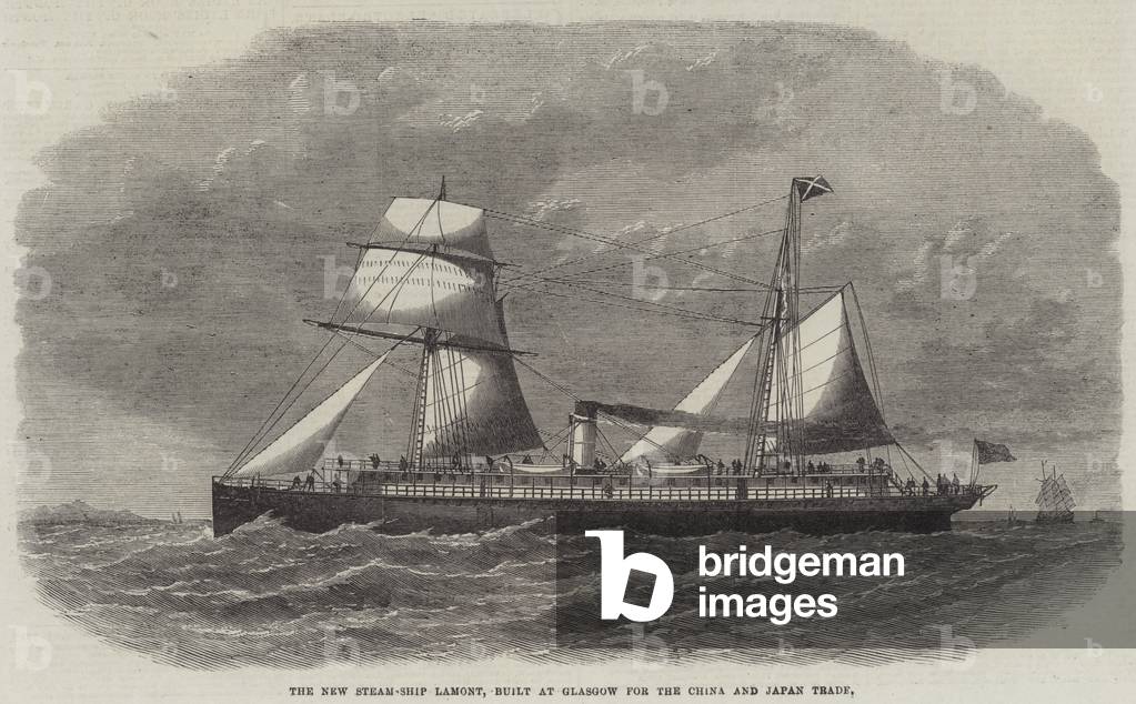 The New Steam-Ship Lamont, built at Glasgow for the China and Japan Trade (engraving)