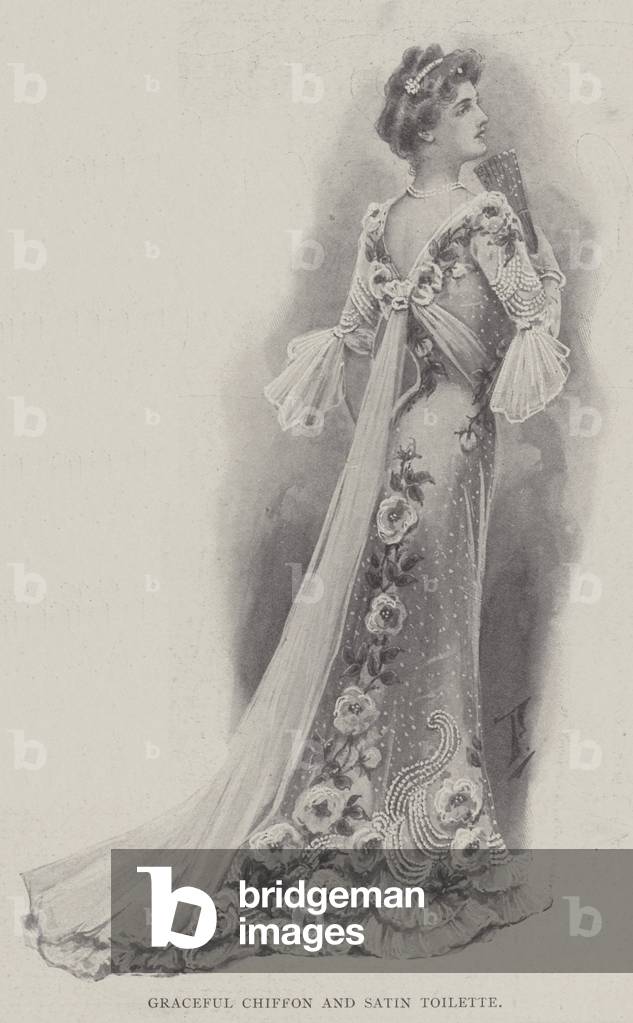 Graceful Chiffon and Satin Toilette (litho)