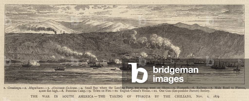 The War in South America, the Taking of Pisagua by the Chilians, 2 November 1879 (engraving)