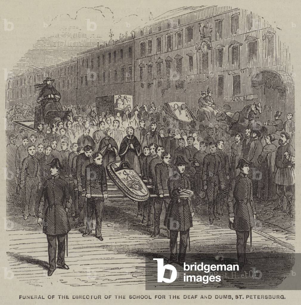 Funeral of the Director of the School for the Deaf and Dumb, St Petersburg (engraving)
