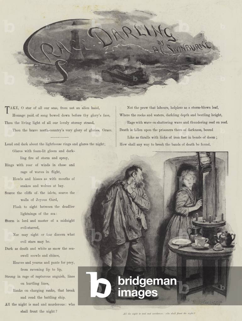 Grace Darling, by A C Swinburne (litho)