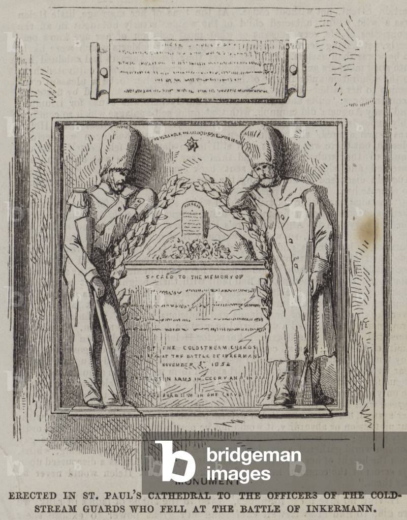 Monument erected in St Paul's Cathedral to the Officers of the Coldstream Guards who fell  (engraving)