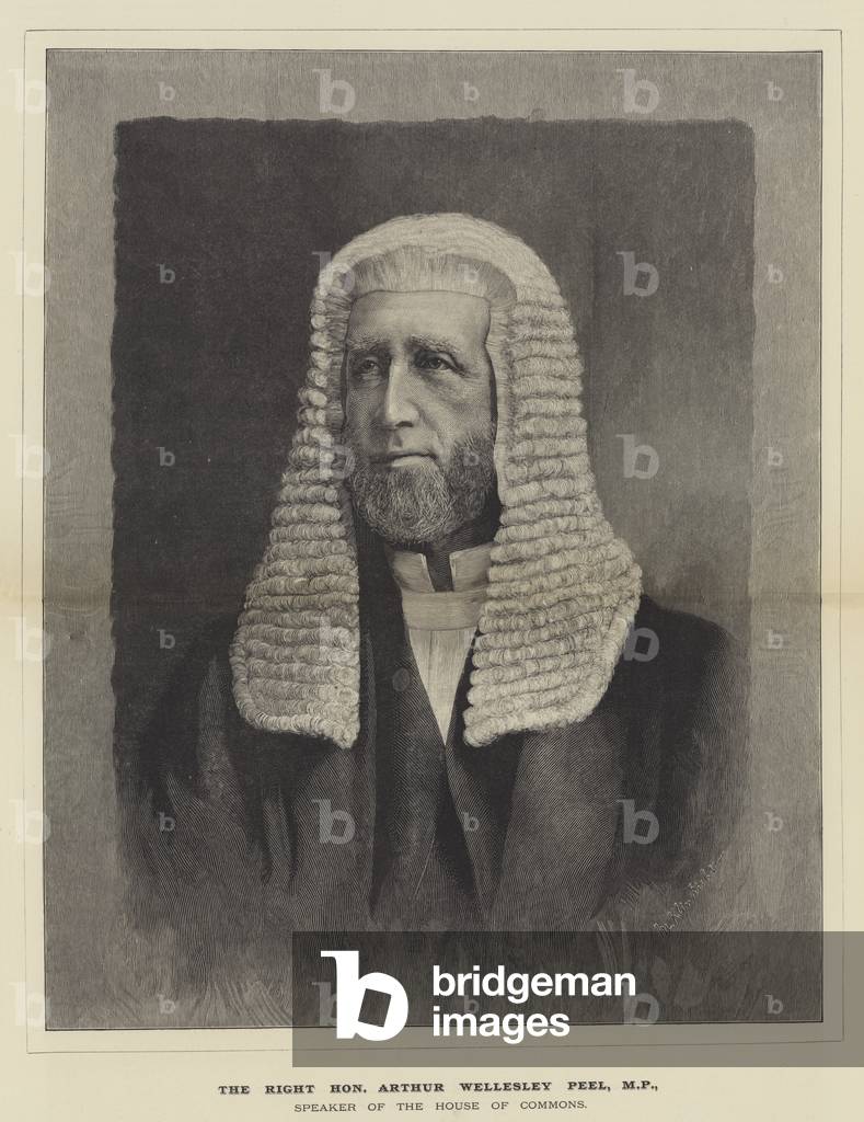 The Right Honourable Arthur Wellesley Peel, MP, Speaker of the House of Commons (engraving)