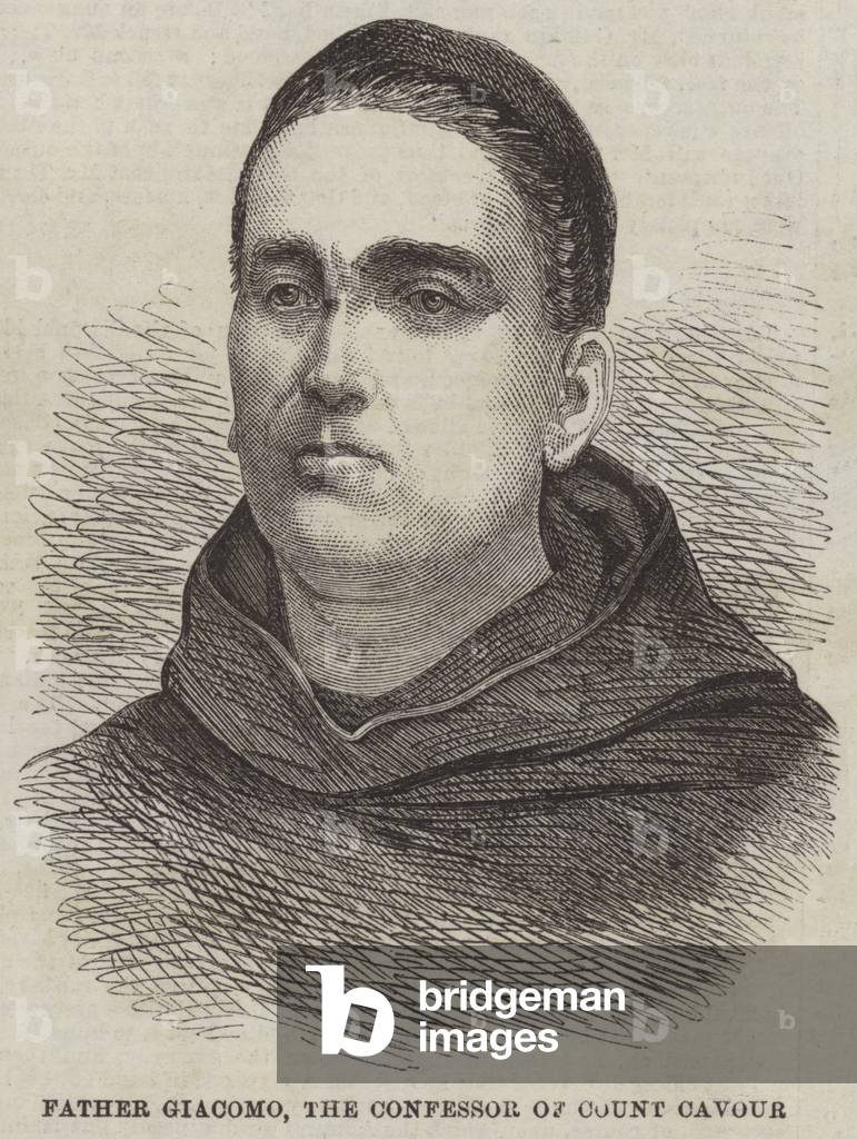 Father Giacomo, the Confessor of Count Cavour (engraving)
