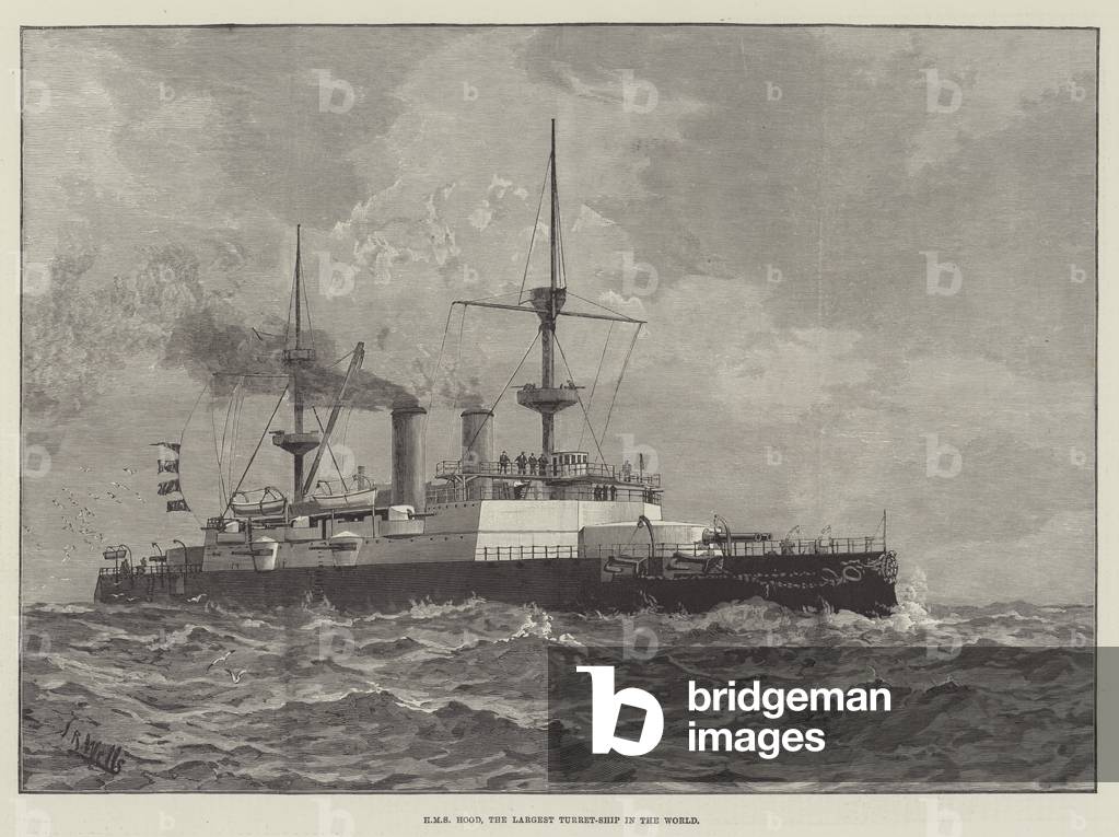 HMS Hood, the Largest Turret-Ship in the World (engraving)