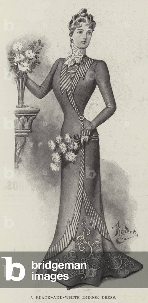 A Black-and-White Indoor Dress (litho)