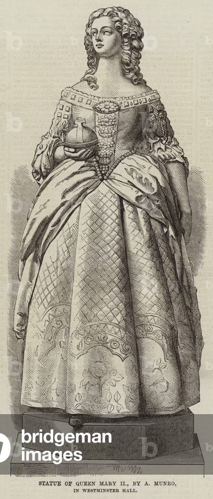 Statue of Queen Mary II, by A Munro, in Westminster Hall (engraving)