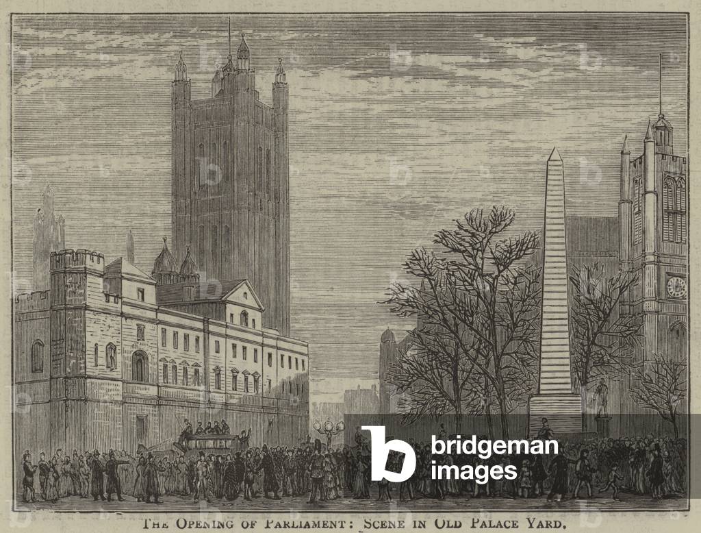 The Opening of Parliament, Scene in Old Palace Yard (engraving)