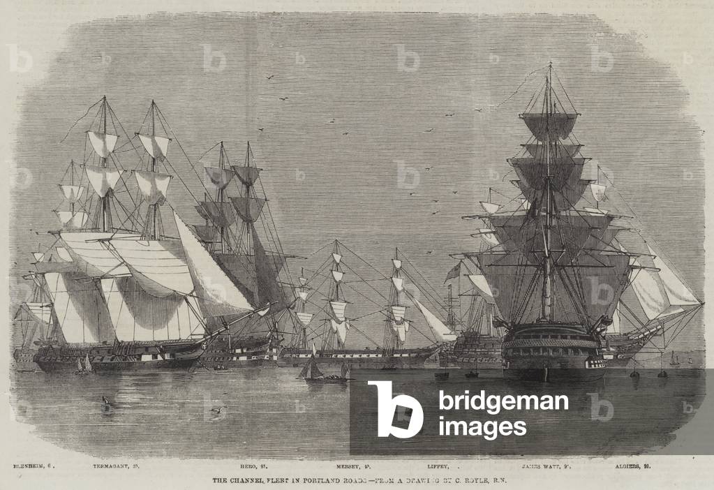 The Channel Fleet in Portland Roads (engraving)