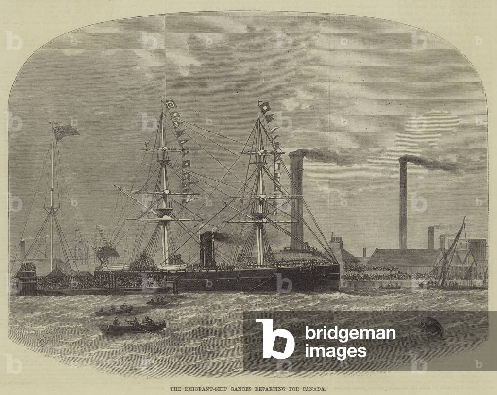 The Emigrant-Ship Ganges departing for Canada (engraving)