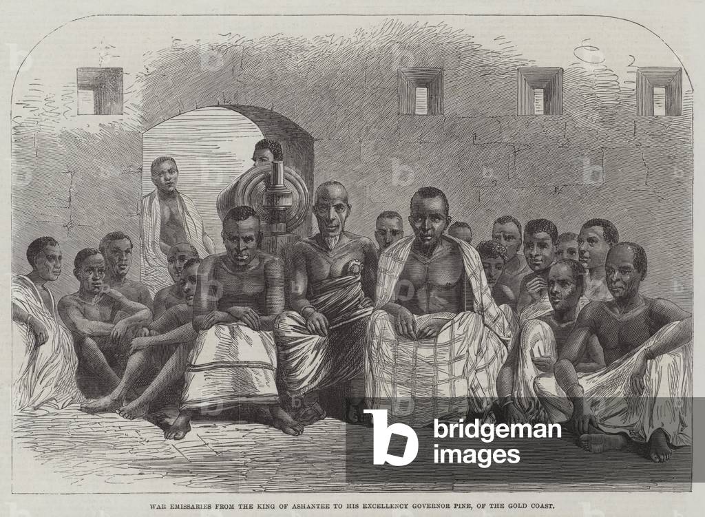 War Emissaries from the King of Ashantee to His Excellency Governor Pine, of the Gold Coast (engraving)