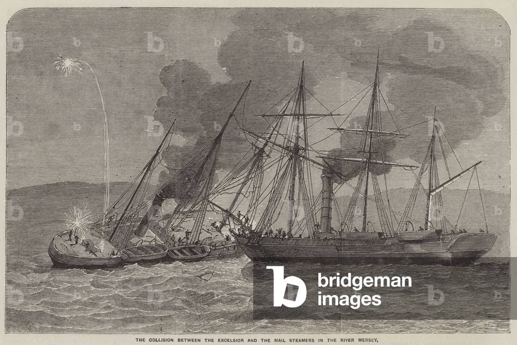 The Collision between the Excelsior and the Mail Steamers in the River Mersey (engraving)