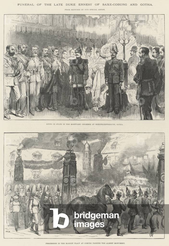 Funeral of the late Duke Ernest of Saxe-Coburg and Gotha (engraving)