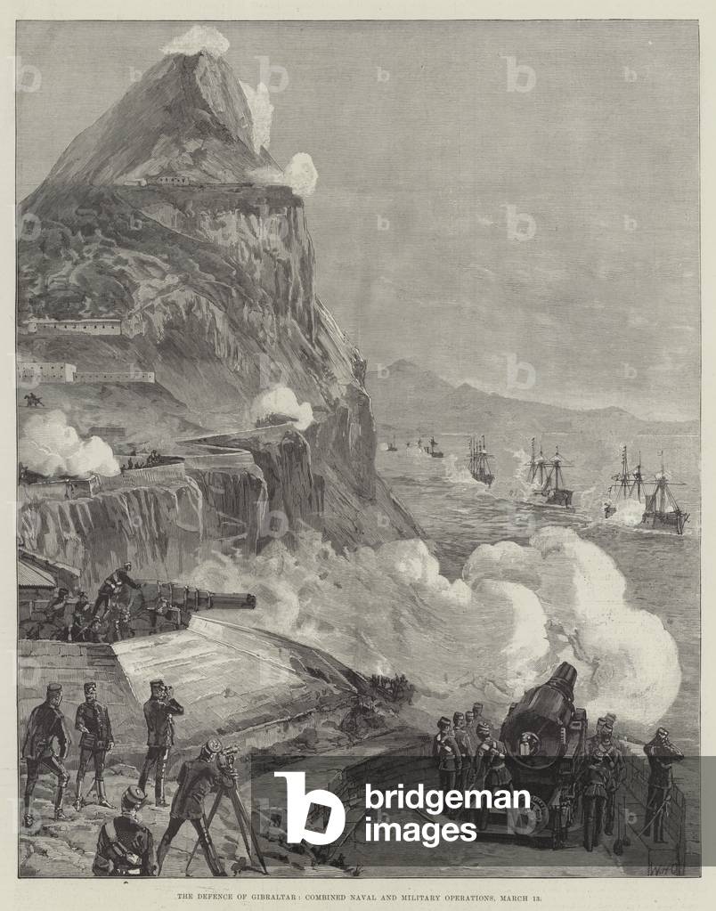 The Defence of Gibraltar, Combined Naval and Military Operations, 13 March (engraving)