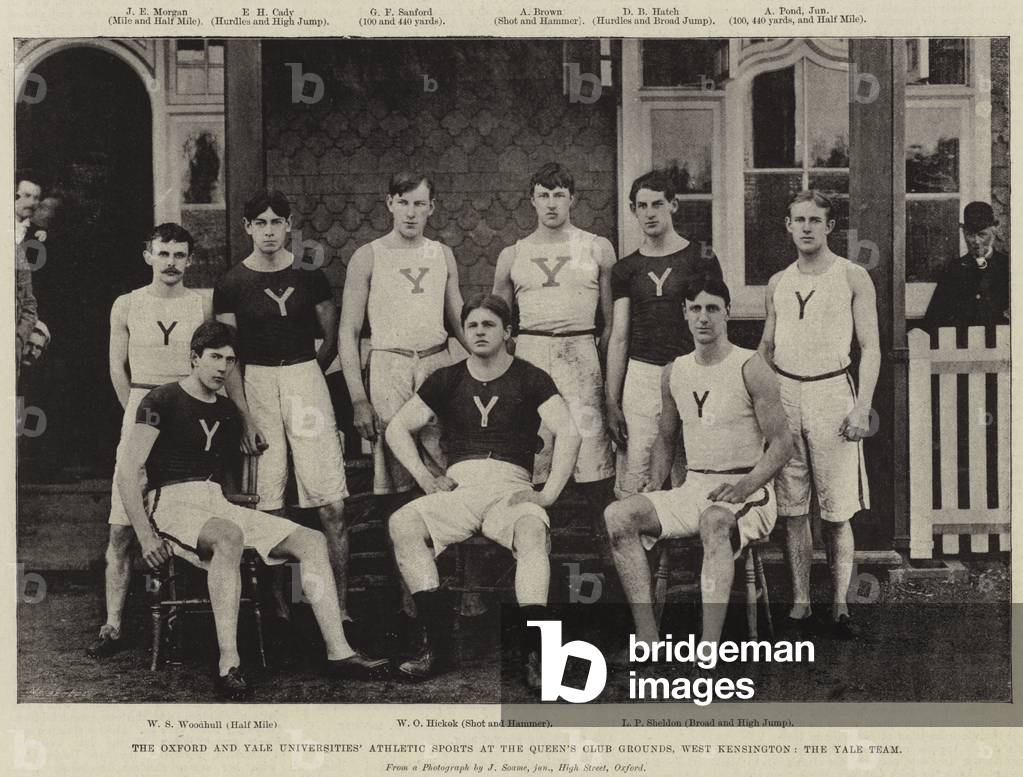 The Oxford and Yale Universities' Athletic Sports at the Queen's Club Grounds, West Kensington, the Yale Team (b/w photo)