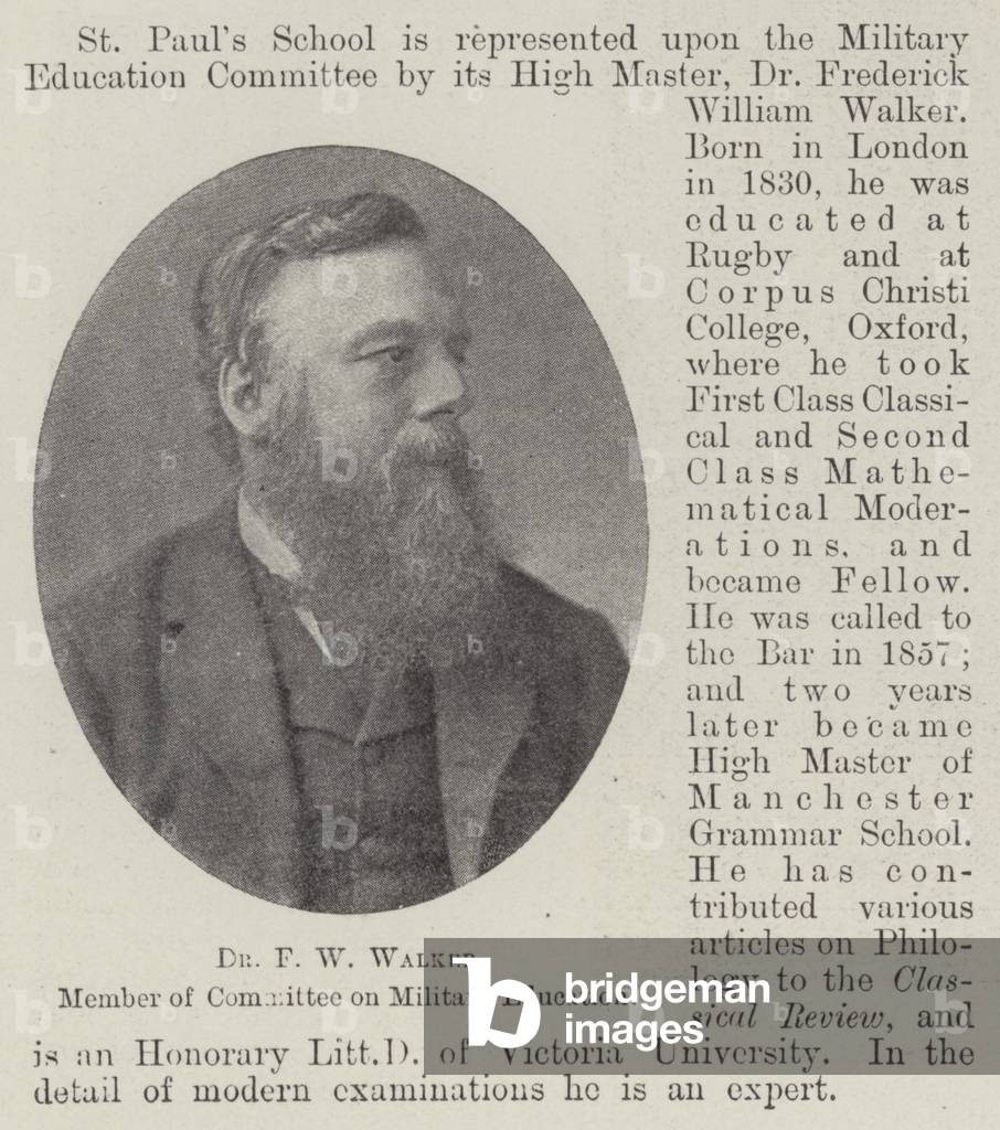 Dr F W Walker, Member of Committee on Military Education (b/w photo)