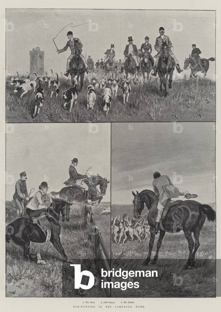 Fox-Hunting in the Campagna, Rome (litho)