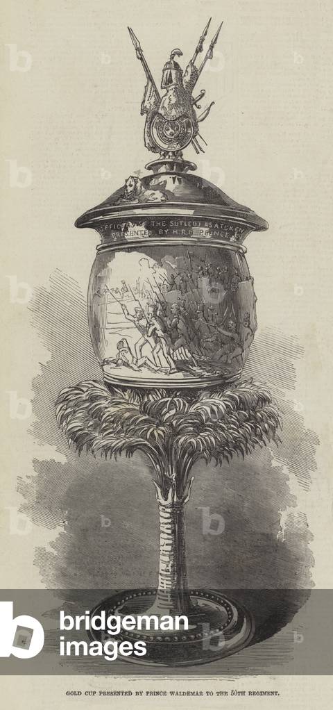 Gold Cup presented by Prince Waldemar to the 50th Regiment (engraving)