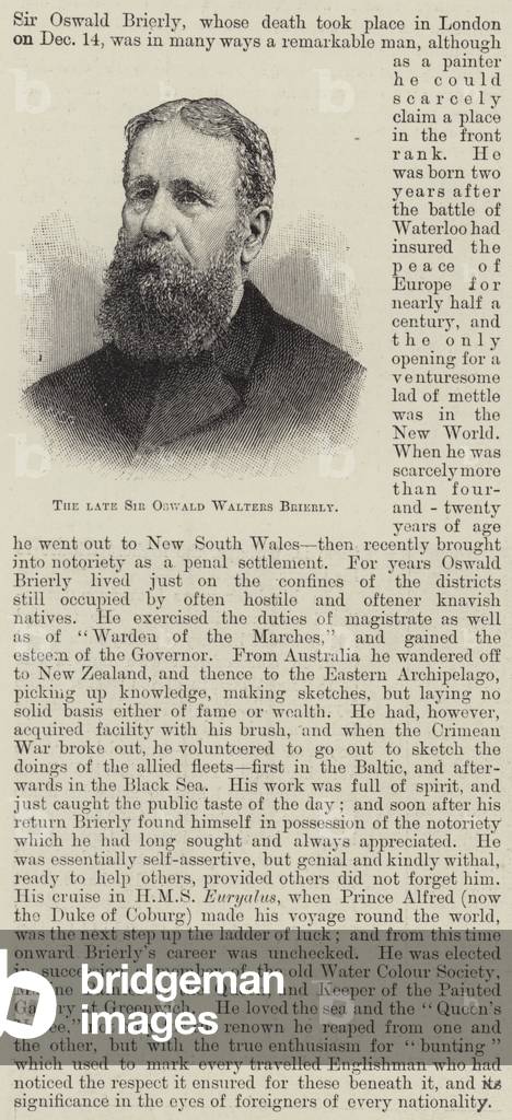 The Late Sir Oswald Walters Brierly (engraving)